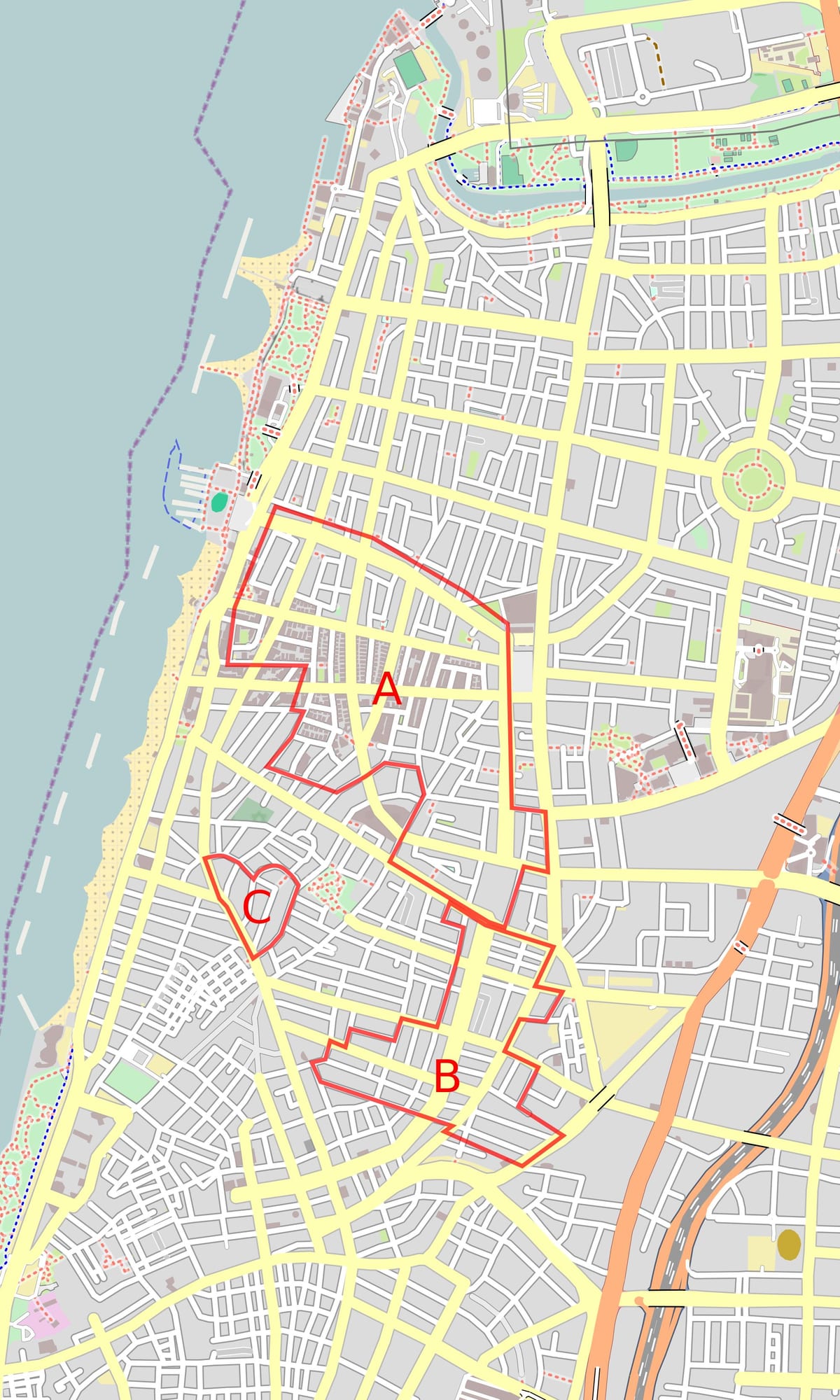 வரைபடம் வெள்ளை நகரம் டெல் அவிவ்