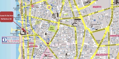 வரைபடம் டெல் அவிவ் மற்றும் சுற்றியுள்ள பகுதிகளில்